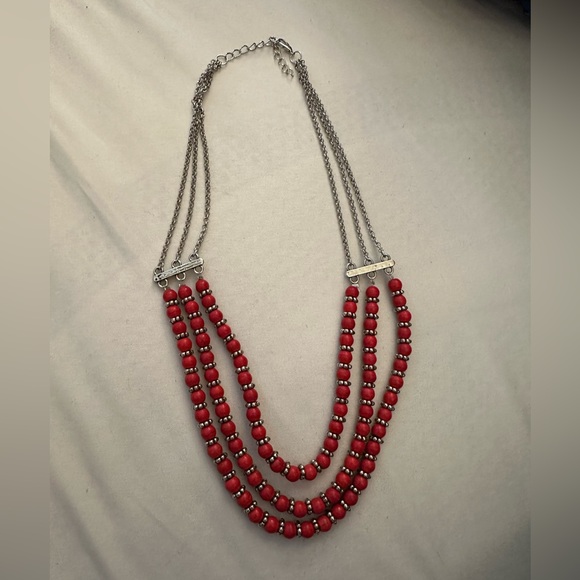 Paparazzi Tierra Trails Red and Silver beaded Necklace - Picture 6 of 7
